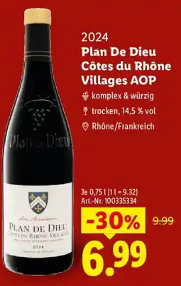 Lidl Plan De Dieu Côtes du Rhône Villages AOP Angebot