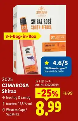Lidl 2025 CIMAROSA Shiraz Angebot