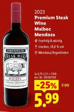 Lidl 2023 Premium Steak Wine Malbec Mendoza Angebot