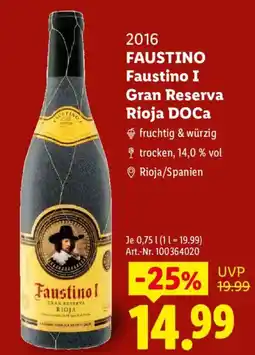 Lidl 2016 FAUSTINO Faustino I Gran Reserva Rioja DOCa Angebot