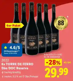 Lidl 2022 6x TORRE DE FERRO Dão DOC Reserva Angebot