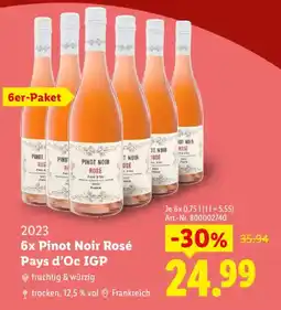 Lidl 2023 6x Pinot Noir Rosé Pays d'Oc IGP Angebot