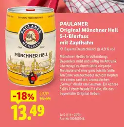 Lidl PAULANER Original Münchner Hell Bierfass mit Zapfhahn Angebot