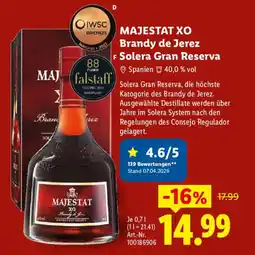 Lidl MAJESTAT XO Brandy de Jerez Solera Gran Reserva Angebot