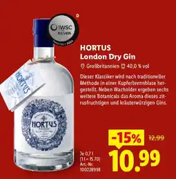 Lidl HORTUS London Dry Gin Angebot