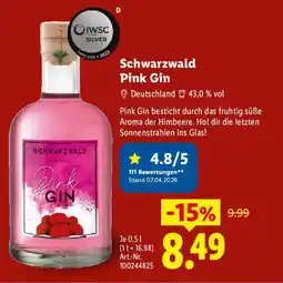 Lidl Schwarzwald Pink Gin Angebot