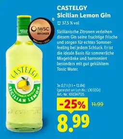 Lidl CASTELGY Sicilian Lemon Gin Angebot