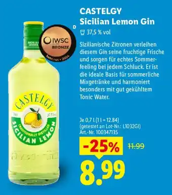 Lidl CASTELGY Sicilian Lemon Gin Angebot