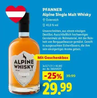 PFANNER Alpine Single Malt Whisky