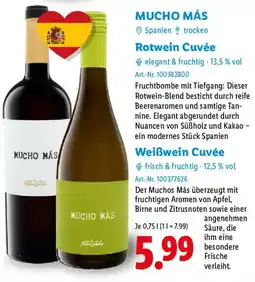 Lidl MUCHO MÁS Rotwein Cuvée Weißwein Cuvée Angebot