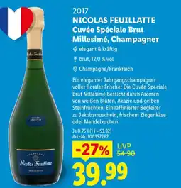Lidl 2017 NICOLAS FEUILLATTE Cuvée Spéciale Brut Millesimé, Champagner Angebot