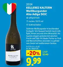 Lidl 2024 KELLEREI KALTERN Weißburgunder Alto Adige DOC Angebot