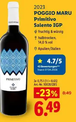 Lidl 2023 POGGIO MARU Primitivo Salento IGP Angebot