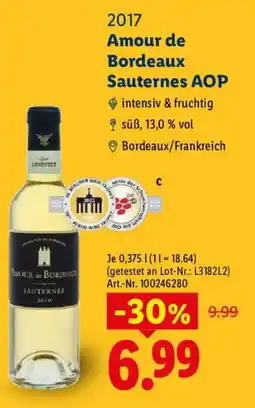 Lidl 2017 Amour de Bordeaux Sauternes AOP Angebot