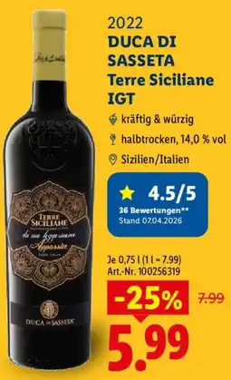 Lidl 2022 DUCA DI SASSETA Terre Siciliane IGT Angebot