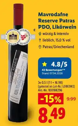 Lidl Mavrodafne Reserve Patras PDO, Likörwein Angebot