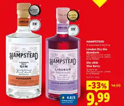 Lidl HAMPSTEAD London Dry Gin Mandarin Gin Likör Sloe Berry Angebot