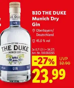 Lidl BIO THE DUKE Munich Dry Gin Angebot