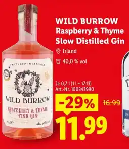 Lidl WILD BURROW Raspberry & Thyme Slow Distilled Gin Angebot