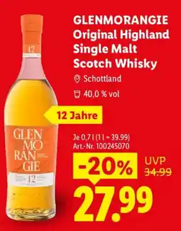 Lidl GLENMORANGIE Original Highland Single Malt Scotch Whisky Angebot