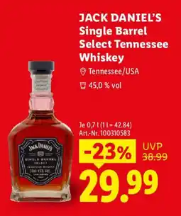 Lidl JACK DANIEL'S Single Barrel Select Tennessee Whiskey Angebot