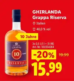 Lidl GHIRLANDA Grappa Riserva Angebot