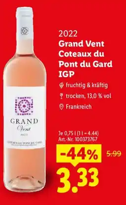 Lidl 2022 Grand Vent Coteaux du Pont du Gard IGP Angebot