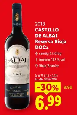 Lidl 2018 CASTILLO DE ALBAI Reserva Rioja DOCa Angebot