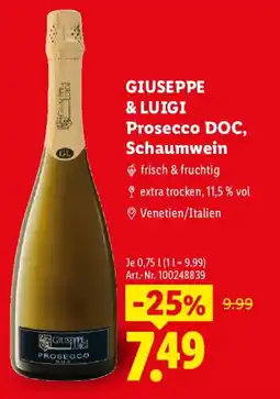 Lidl GIUSEPPE & LUIGI Prosecco DOC, Schaumwein Angebot