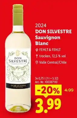 Lidl 2024 DON SILVESTRE Sauvignon Blanc Angebot