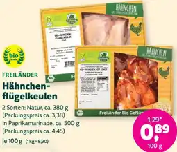 Biomarkt FREILÄNDER Hähnchenflügelkeulen Angebot