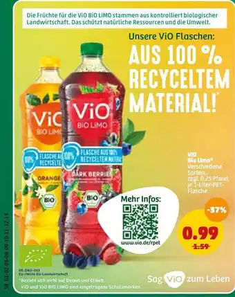 PENNY Vio Bio Limo 1L Angebot