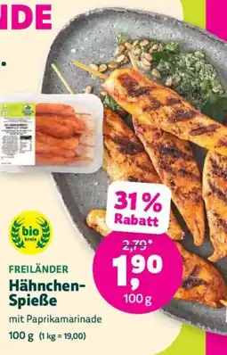 Biomarkt FREILÄNDER Hähnchen Spieße Angebot