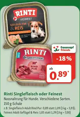 Fressnapf Rinti Singlefleisch oder Feinest Angebot