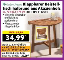 Norma Klappbarer Beistelltisch halbrund aus Akazienholz Angebot