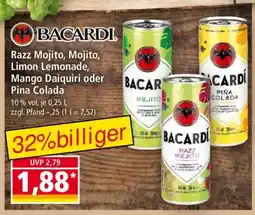 Norma Bacardi Razz Mojito, Mojito, Limon Lemonade, Mango Daiquiri oder Pina Colada Angebot