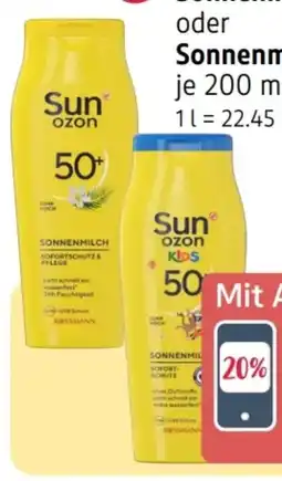 Rossmann Sunozon Sonnenmilch Kids LSF 50 + Angebot