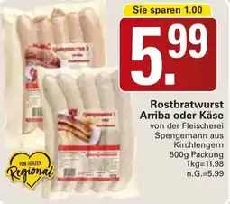 WEZ Rostbratwurst Arriba oder Käse Angebot