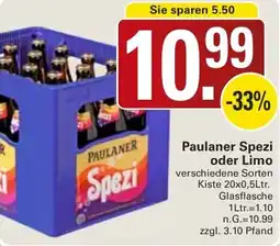 WEZ Paulaner Spezi oder Limo Angebot