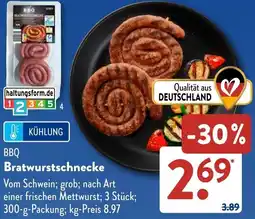 Aldi Süd BBQ Bratwurstschnecke Angebot