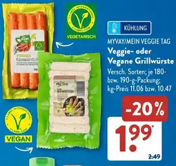 Aldi Süd MYVAY/MEIN VEGGIE TAG Veggie- oder Vegane Grillwürste Angebot