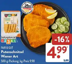 Aldi Süd FAIR & GUT Putenschnitzel Wiener Art Angebot