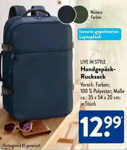 Aldi Süd LIVE IN STYLE Handgepäck Rucksack Angebot