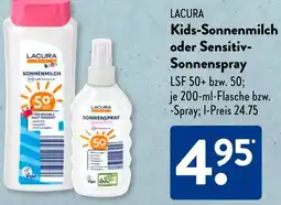 Aldi Süd LACURA Kids-Sonnenmilch oder Sensitiv Sonnenspray Angebot