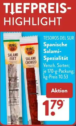Aldi Süd TESOROS DEL SUR Spanische Salami Spezialität Angebot