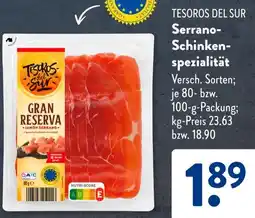 Aldi Süd TESOROS DEL SUR Serrano Schinkenspezialität Angebot