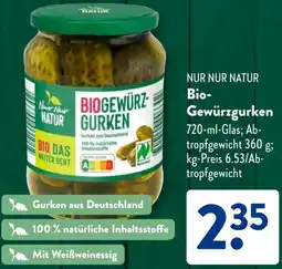 Aldi Süd NUR NUR NATUR Bio Gewürzgurken Angebot