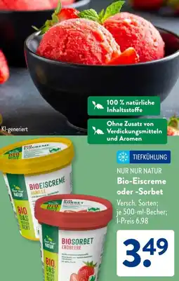 Aldi Süd NUR NUR NATUR Bio-Eiscreme oder Sorbet Angebot