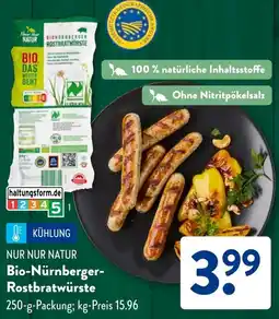 Aldi Süd NUR NUR NATUR Bio-Nürnberger Rostbratwürste Angebot