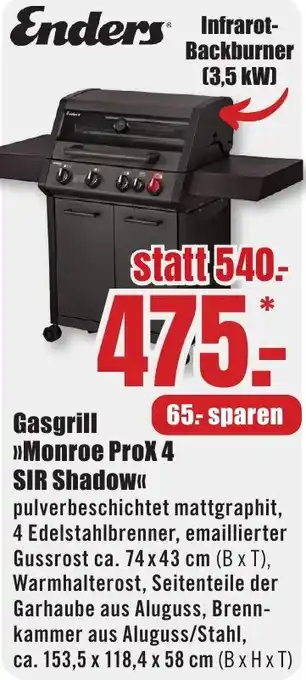 B1 Discount Baumarkt Enders Gasgrill Monroe ProX 4 SIR Shadow Angebot